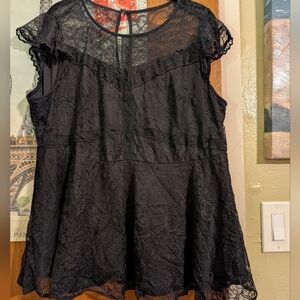 Torrid Sheer Black Lace Blouse